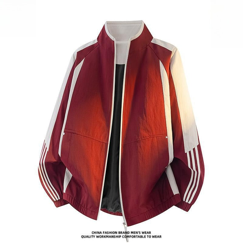 Men Women Stand‑Collar Track Jacket,Loose American Casual Sports Outerwear Custom