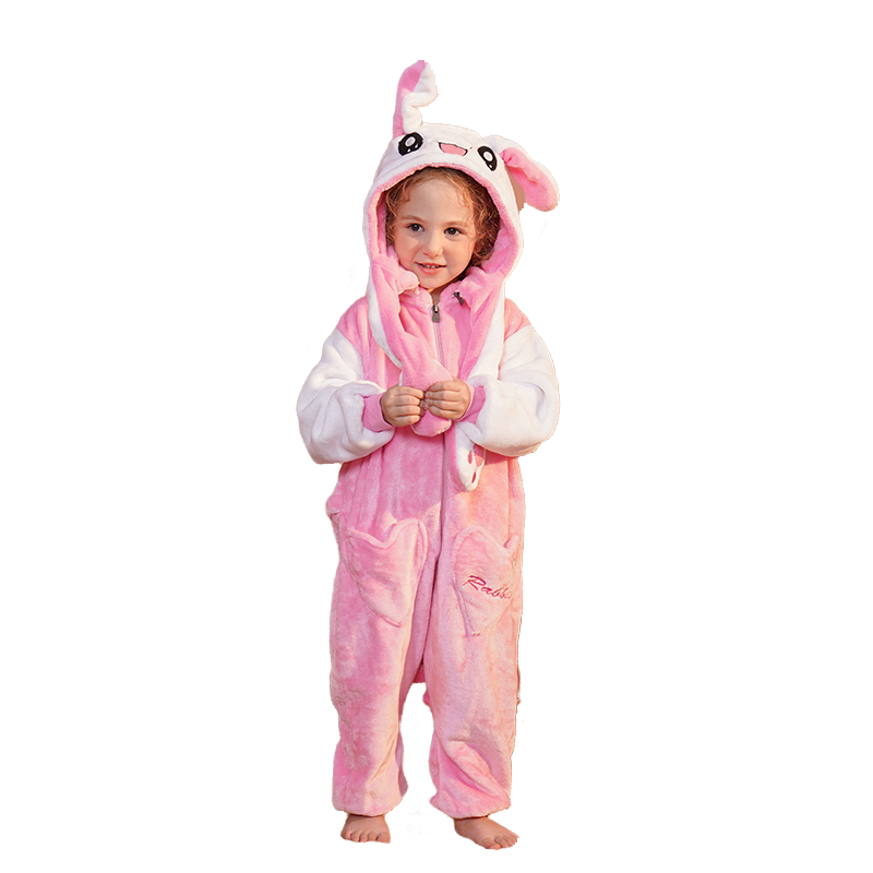 Kids Pikachu Onesie Pajamas Flannel Cosplay Costume with Removable Hood and Moving Ears for Boys Girls Halloween Christmas - Halloweez