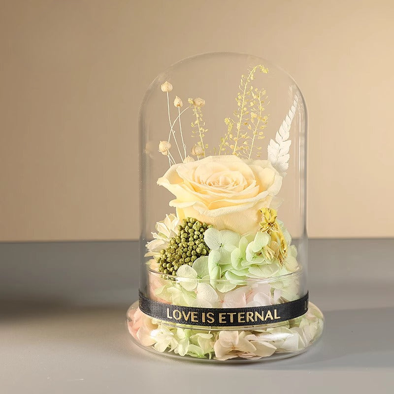 Eternal Love Enchanted Preserved Rose Glass Dome - Halloweez Blue Rose Bouquet for Special Occasions