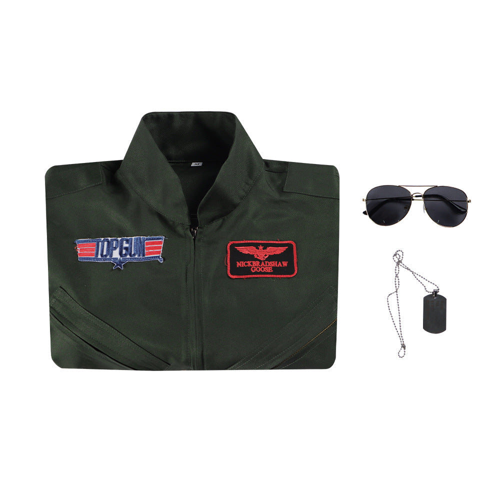 Halloween Top Gun Pilot Costume Cosplay Jumpsuit for Bar Party Sports Performance - Halloweez