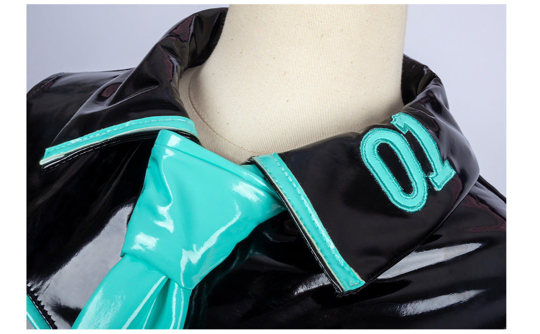 Virtual Idol Anime Cosplay Costume - Stretch Leather Official Outfit for Women - Halloweez