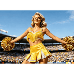 Women Cheerleader Costume with Pom‑poms Custom for World Cup Stage Halloween Party
