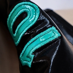 Hatsune Miku Cosplay, Custom Black Patent Leather Default Outfit for Halloween Comic Con