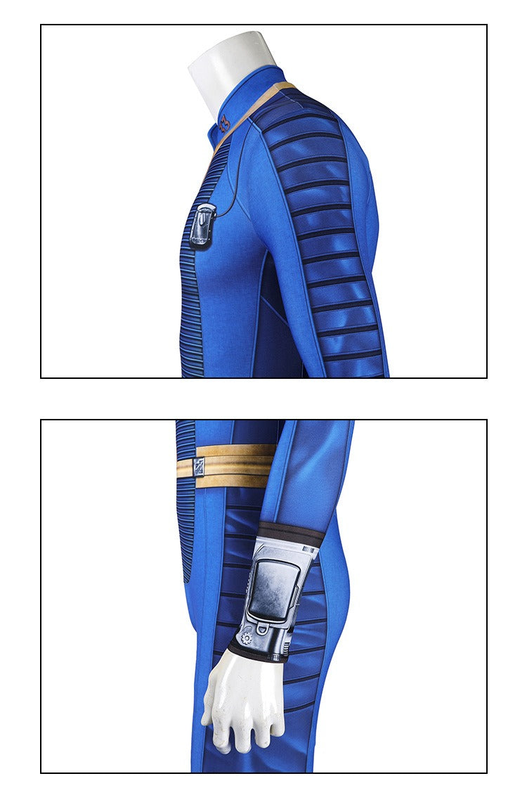 Male Vault Jumpsuit Cosplay from Fallout TV Series, Slim Fit Stretch Bodysuit for Cosplay - Halloweez