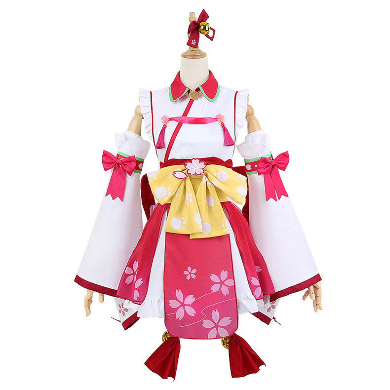 Vtuber Sakura Miko Cosplay Costume Anime Wide Sleeve Kimono Outfit - Halloweez
