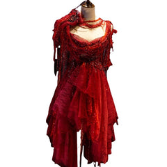 Dark Red Vampire Halloween Gothic Performance Costume for Cosplay - Halloweez