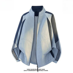 Men Women Stand‑Collar Track Jacket,Loose American Casual Sports Outerwear Custom