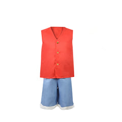 One Piece First Generation Luffy Cosplay Costume - Classic Straw Hat Outfit - Halloweez