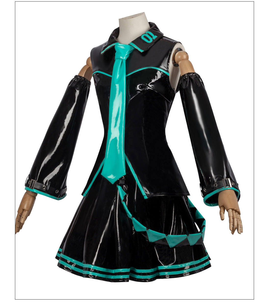 Virtual Idol Anime Cosplay Costume - Stretch Leather Official Outfit for Women - Halloweez