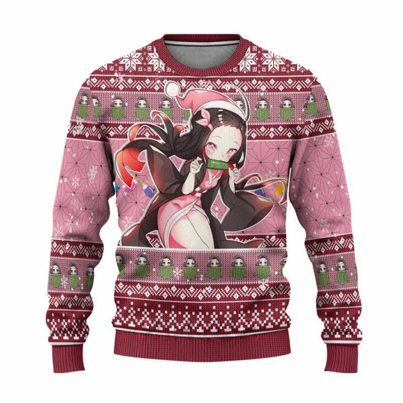 New Demon Slayer 3D Print Casual Loose Fit Christmas Sweatshirt - Halloweez