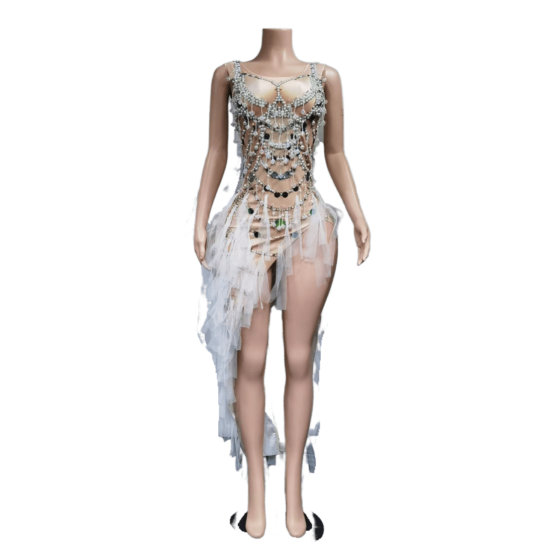 Colorful Feather Evening Gown Purple Party Dress with Pearls Rhinestones for Cosplay Halloween Costume - Halloweez