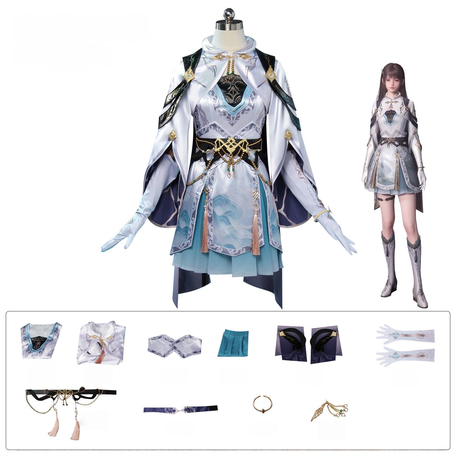 Love and Deepspace Female Protagonist Cosplay Costume - Flowing Cloud and Wind Anime Game Outfit - Halloweez
