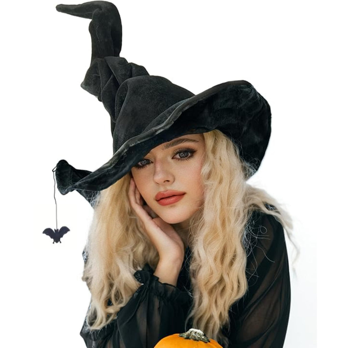 Halloween Witch Hat Flannel Witch Hat Twisted Witch Hat Pleated Witch Hat Halloween Party Prop - Halloweez