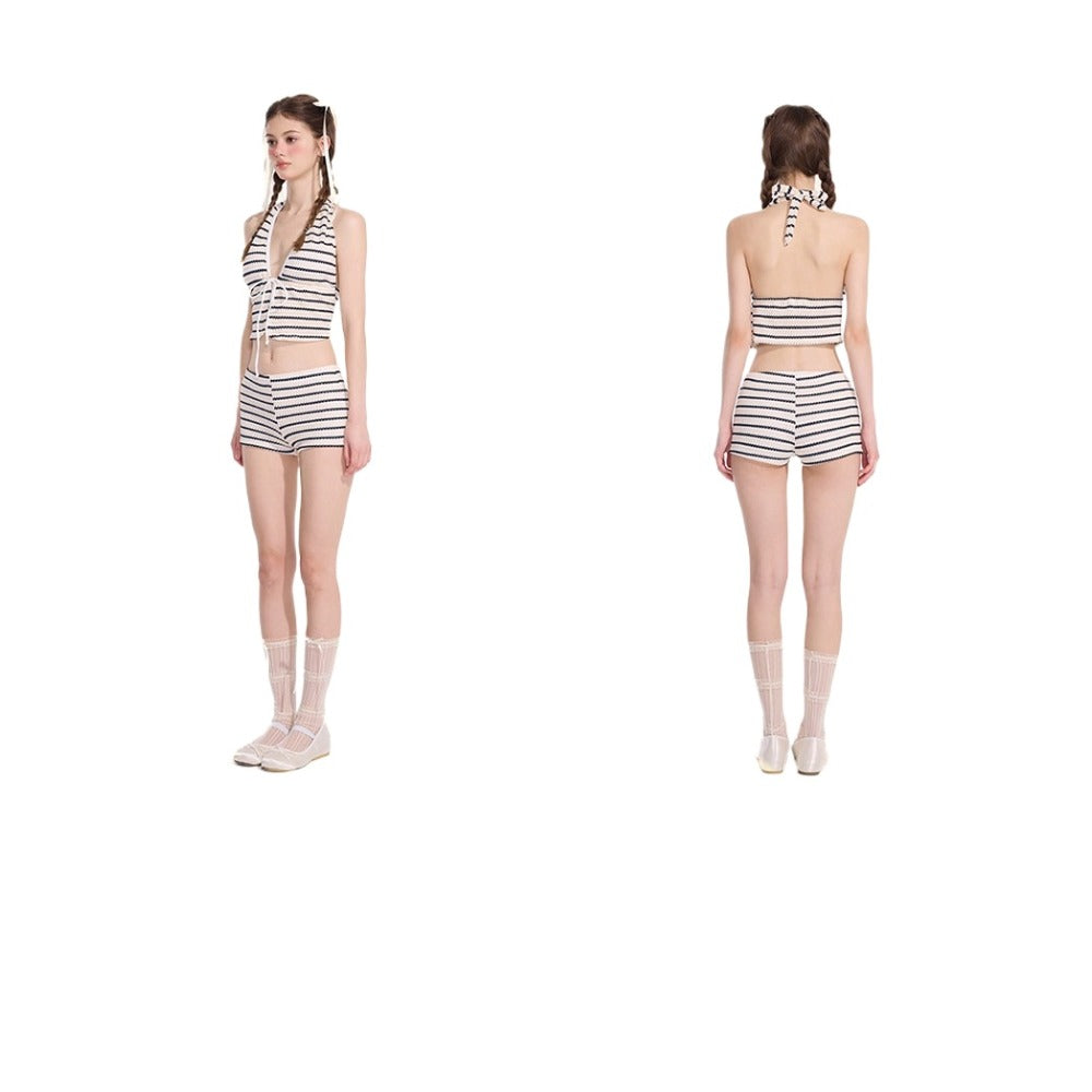 Stylish Knit Bikini Women 2026 Split Tie Band Swimwear for Vacation - Halloweez