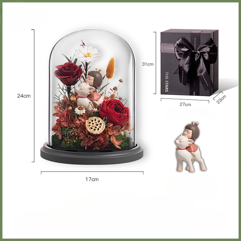 Coffret cadeau de roses éternelles conte de fées Halloween White Night - Cadeau de Noël parfait pour petite amie, mariée ou anniversaire