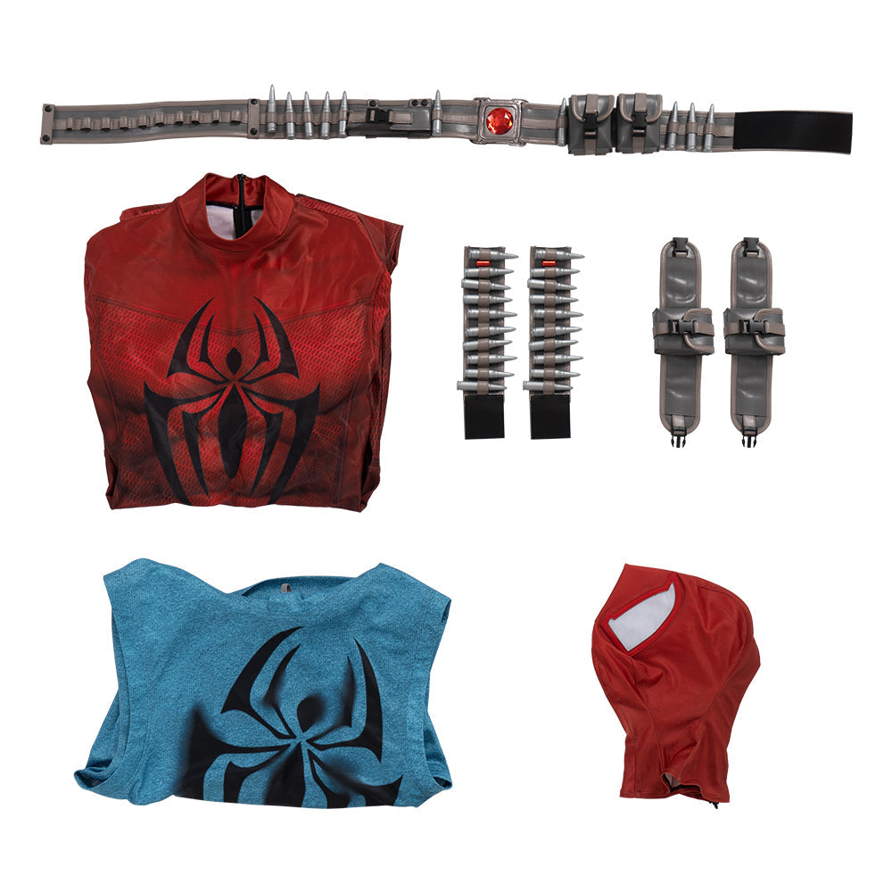 Halloweez Scarlet Spider Cosplay Costume - Authentic Spider-Man: Across the Spider-Verse Outfit