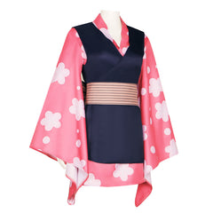 Demon Slayer Cosplay Kamado Tanjiro Sister Kanao Tsuyuri Short Kimono Costume for Stage Performance - Halloweez