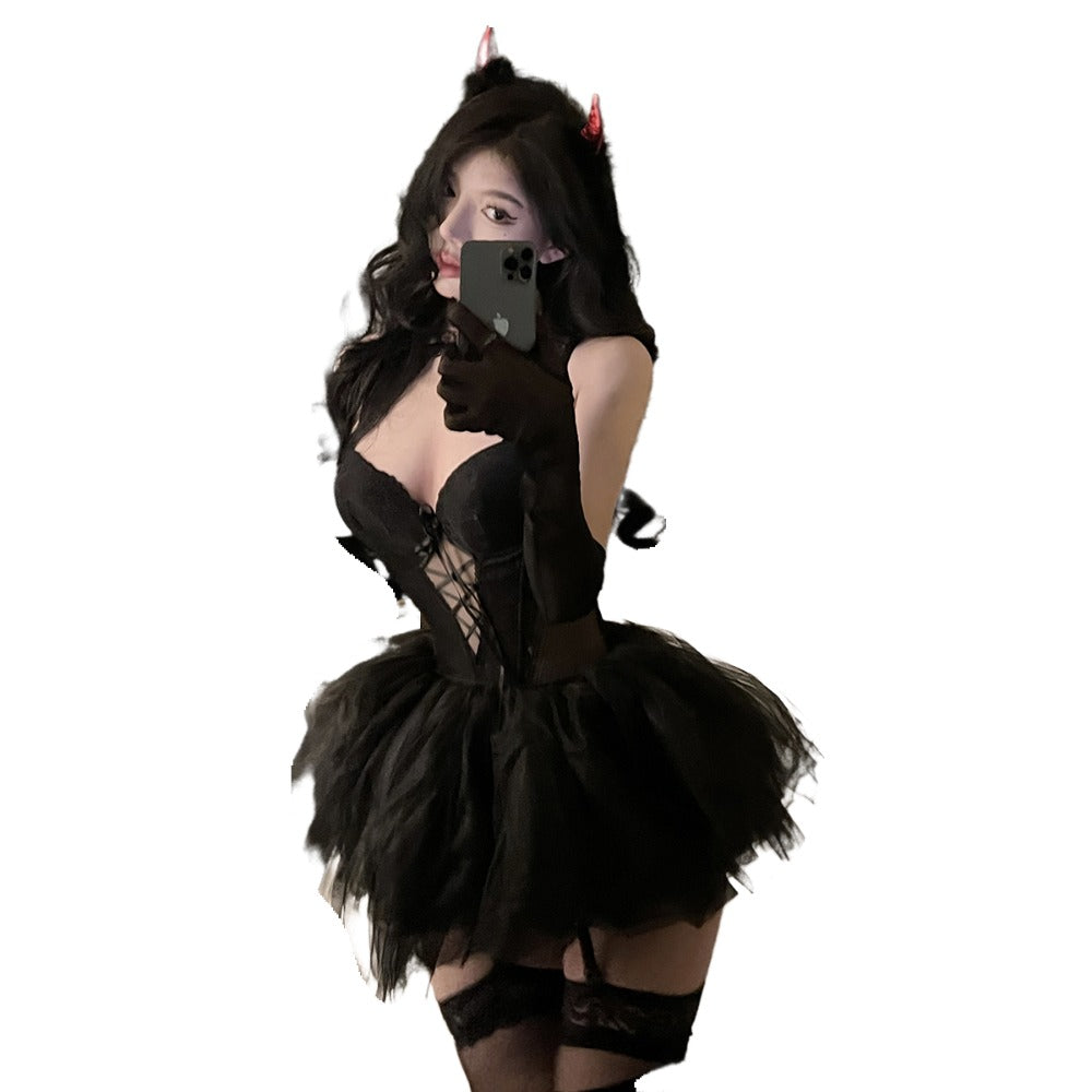 Sexy Devil Steel Support Catwoman Costume Cosplay Bunny Girl Outfit - Halloweez