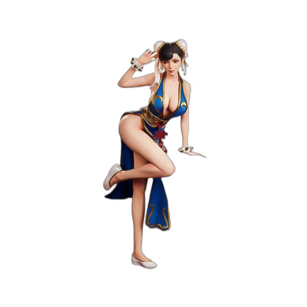 New Street Fighter Chun-Li Cosplay Costume Blue Cheongsam Lion Dance Performance Outfit for Halloween - Halloweez