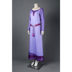 Costume de cosplay élégant d'Halloween Asha - Robe de princesse violette Disney Wish pour adultes