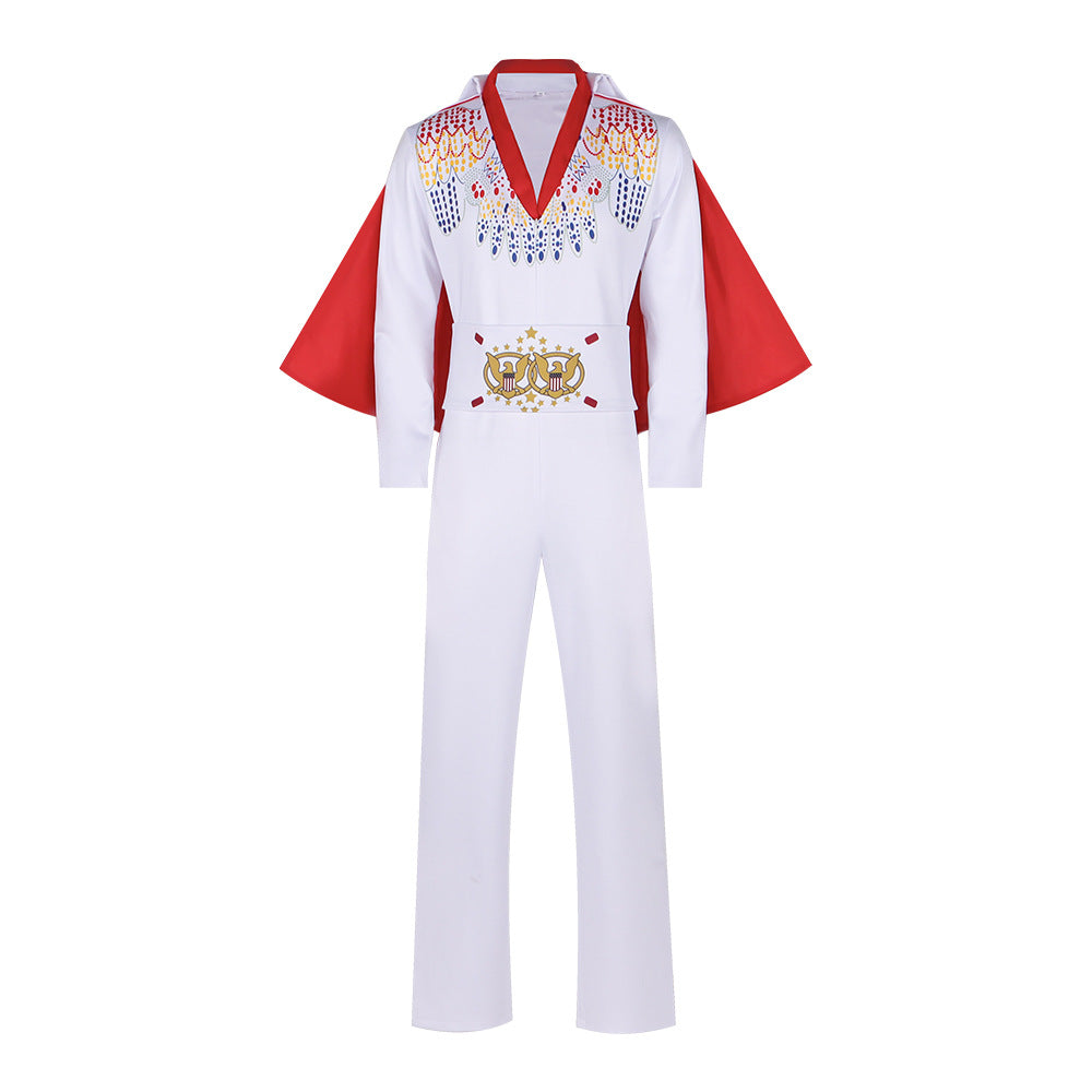 Elvis Presley Rock and Roll Cosplay Costume for Halloween Party and Stage Performance - Halloweez