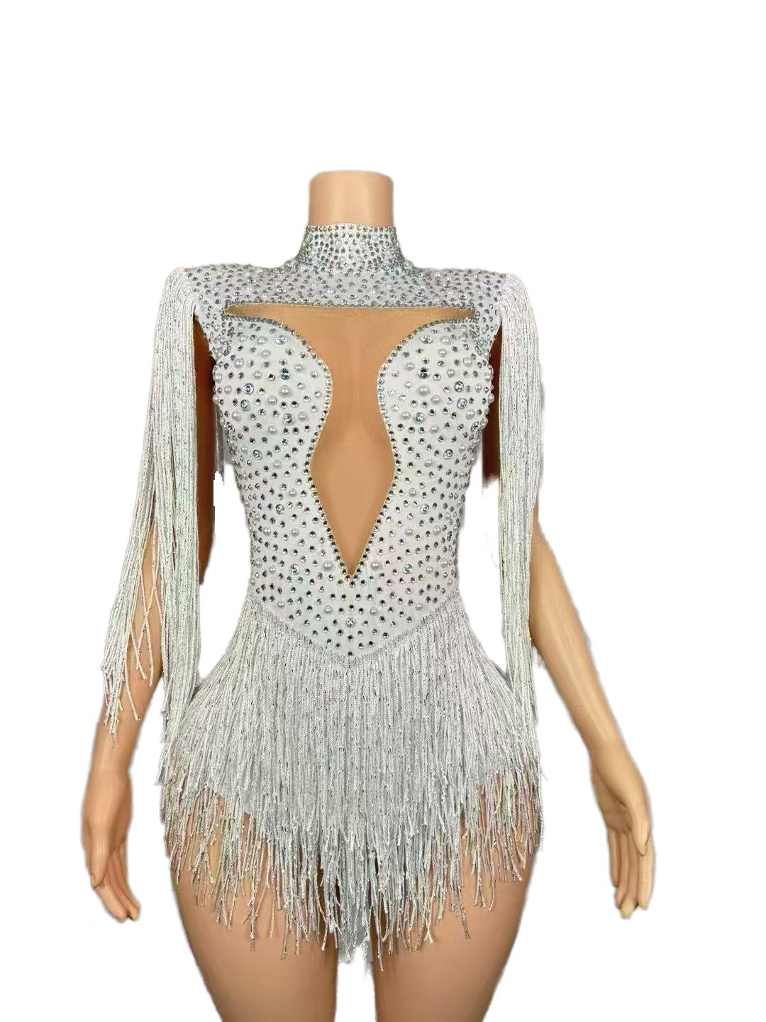 Summer New Hot Red Fringe Modern Dance Performance Costume Stage Talent Show Live Streaming Music Festival Performance Outfit - Halloweez