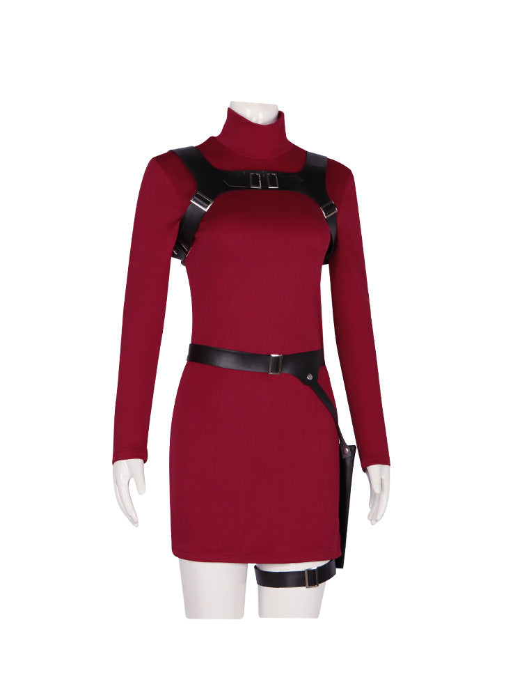 Ada Wong Red Long-Sleeved Dress Cosplay Costume for Resident Evil 4 Remake - Game Character Outfit