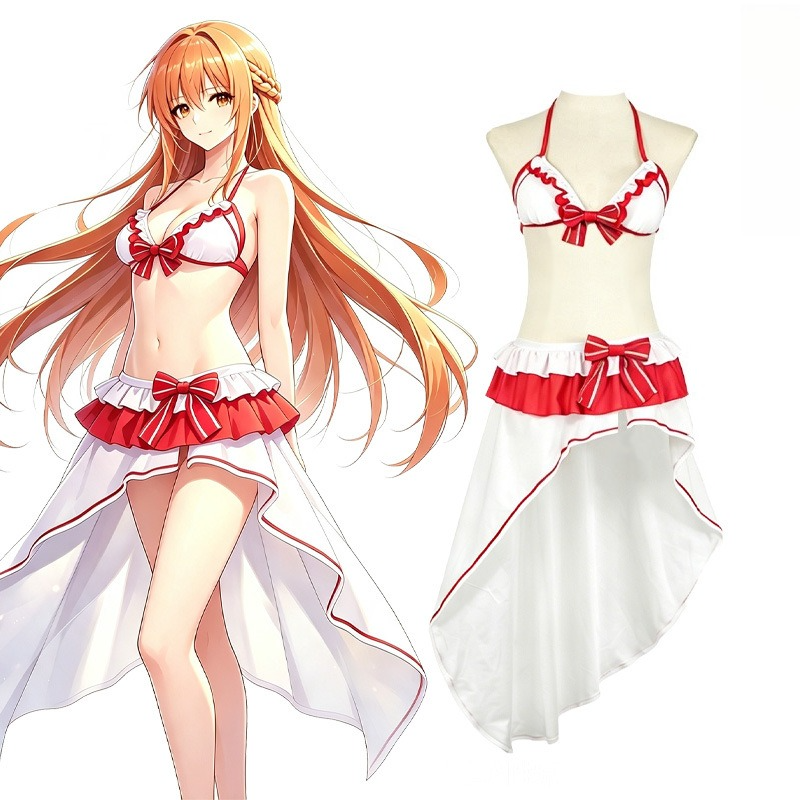 Sword Art Online Asuna Swimsuit Cosplay Costume Custom For Comic‑Con Halloween