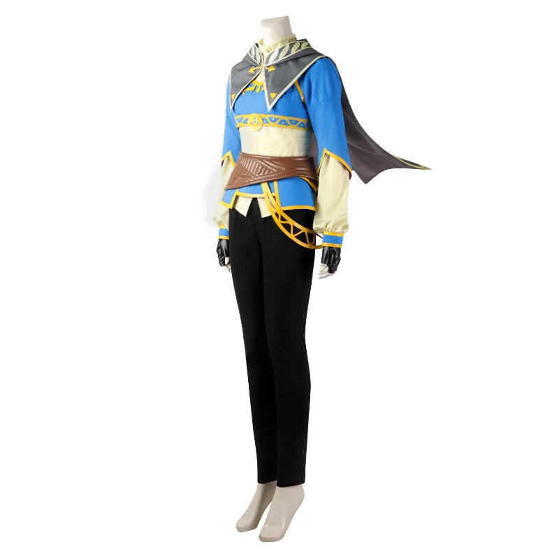 Costume de cosplay bleu de la princesse Zelda d'Halloween - Tenue inspirée de Breath of the Wild pour Halloween et événements spéciaux