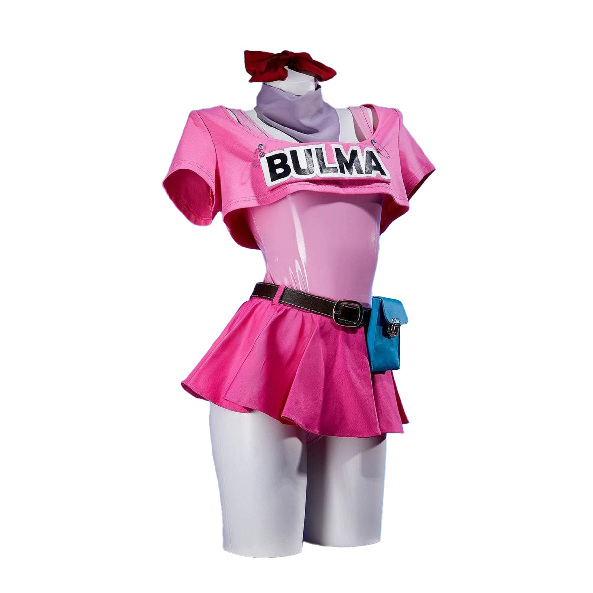 Dragon Ball Bulma Cosplay Costume Energetic Sweet Two-Wear PU Leather Dress - Halloweez