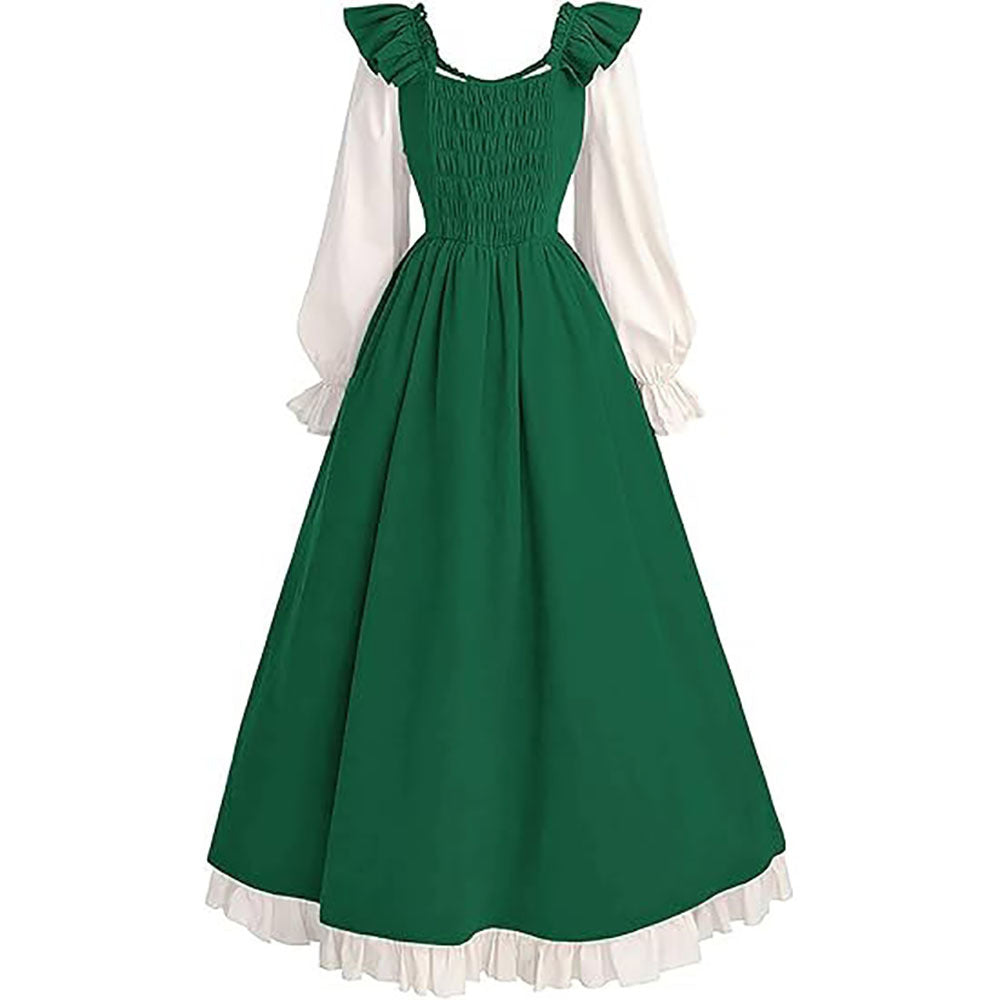 Medieval Renaissance Victorian Laced Sleeve Long Dress Irish Formal Dress Halloween Costume - Halloweez
