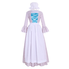 Elegante vestido victoriano de estilo peregrino con estampado floral estilo pradera: vestido colonial para mujer de Halloweez