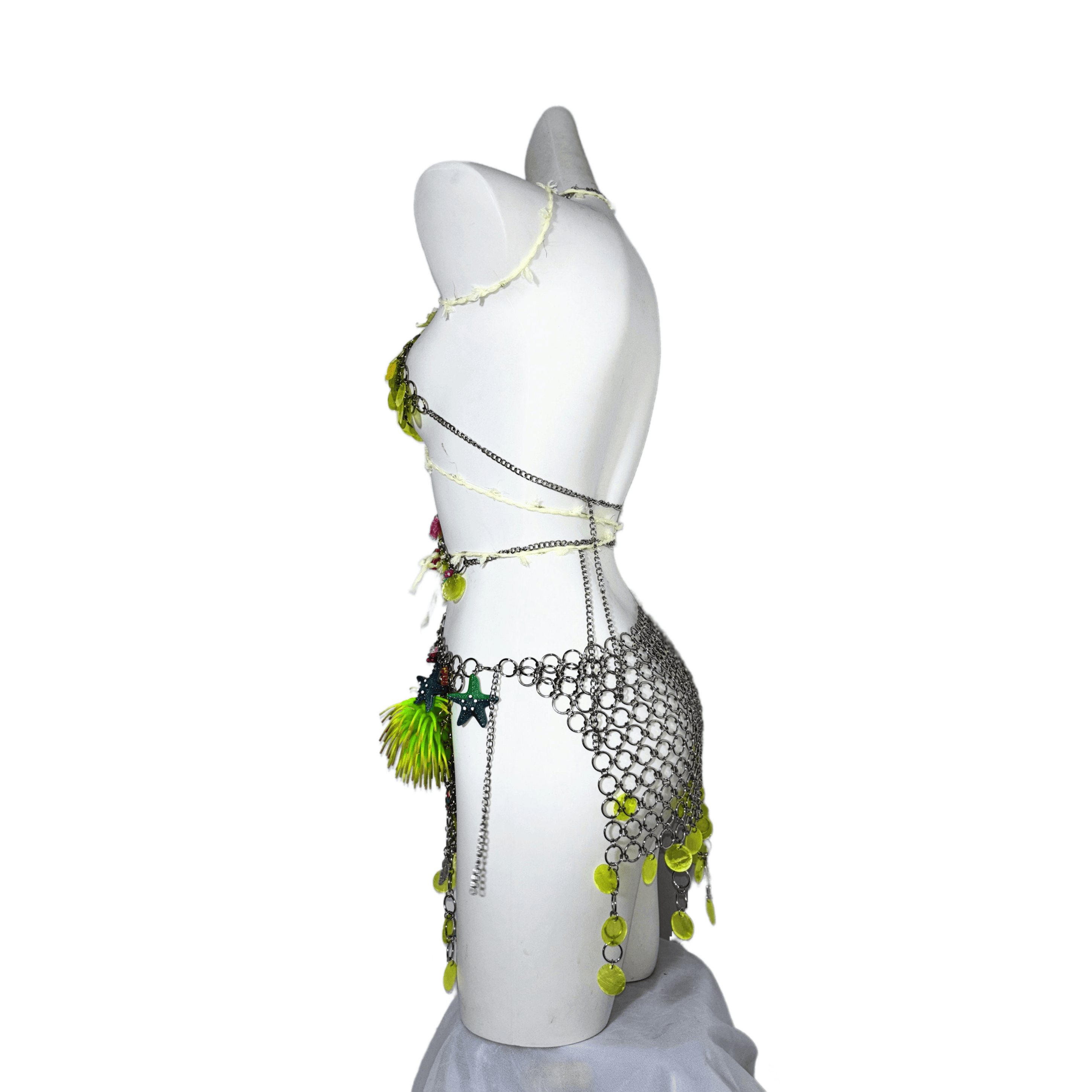 Coral Princess TDH Original Subculture Metal Chain Patchwork Dress 3D Candy Glitter Sequin Gown Cosplay Costume - Halloweez