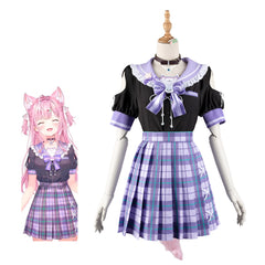 VTuber Host Hakui Koyori White Anime Cosplay Game Girl Plaid Skirt - Halloweez