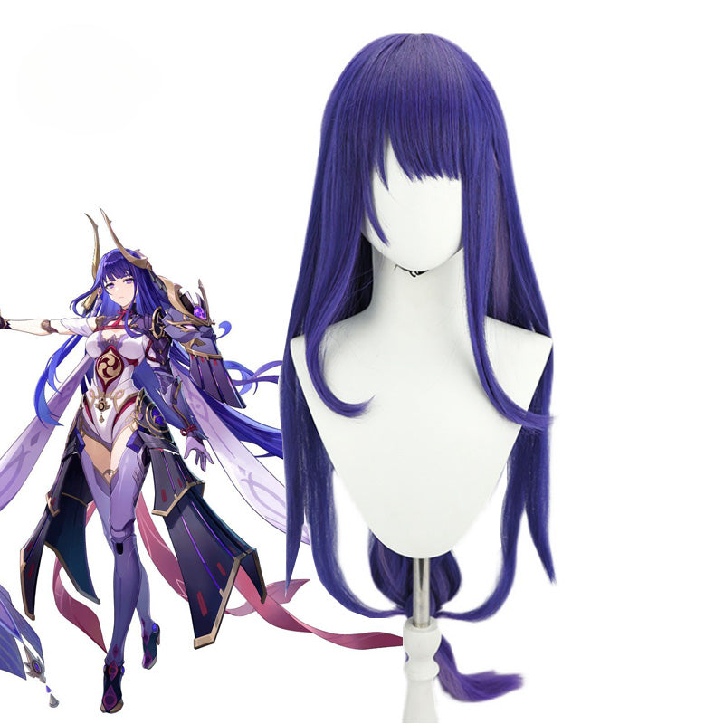Halloweez Raiden Shogun Cosplay Wig - 110cm Purple Straight Synthetic Hair for Ultimate Role Play - Halloweez
