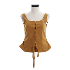 Gilet élégant en cuir style gothique Renaissance pour femme