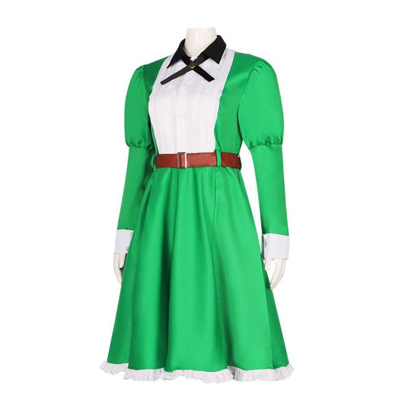 Fictional Reasoning Iwanaga Kotoko Cosplay Costume Green Long-Sleeved Dress for Women Halloween Maid Outfit - Halloweez