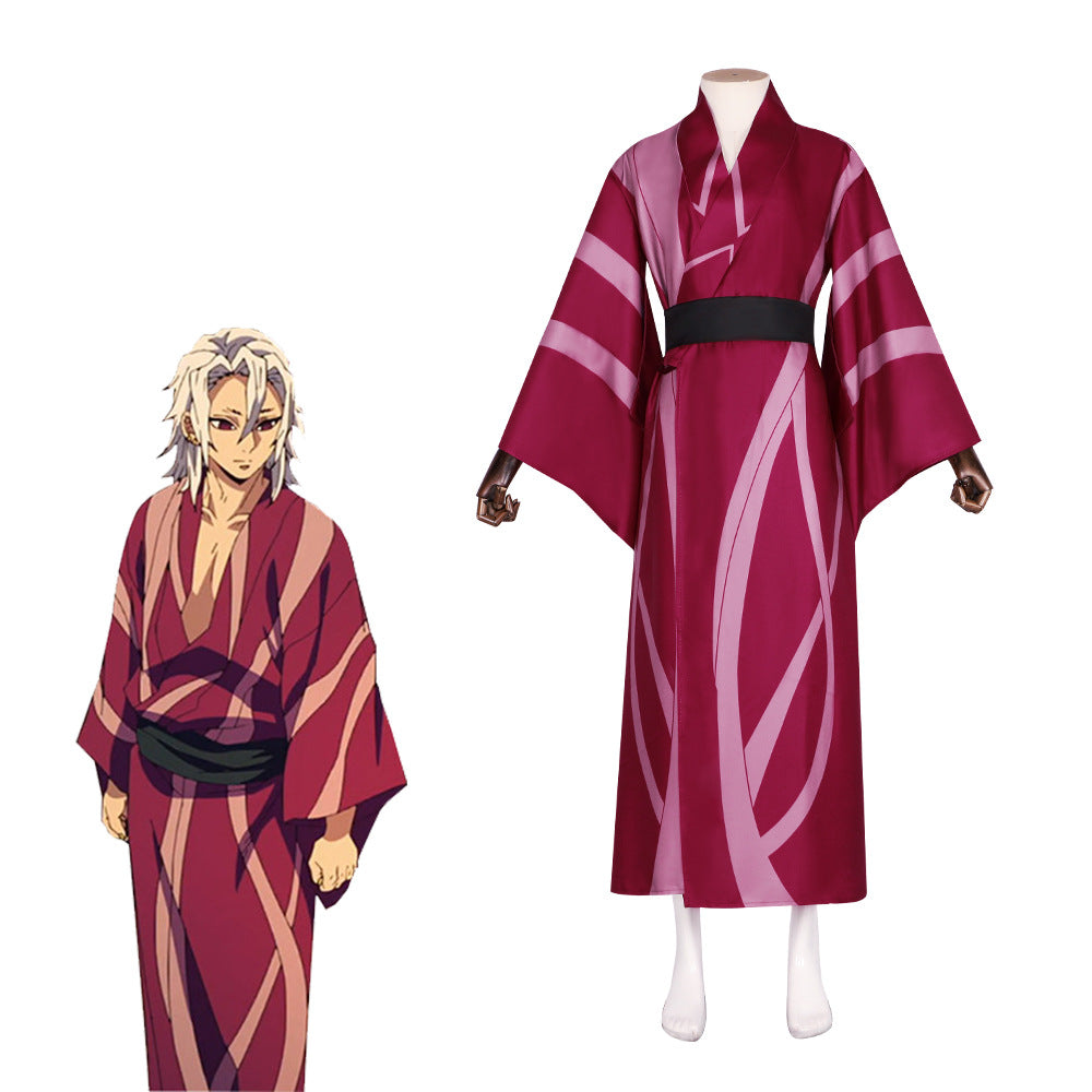Demon Slayer Kimono Cosplay Costume, Wind Pillar Shinazugawa Sanemi Cosplay, Anime Halloween Performance Costume - Halloweez