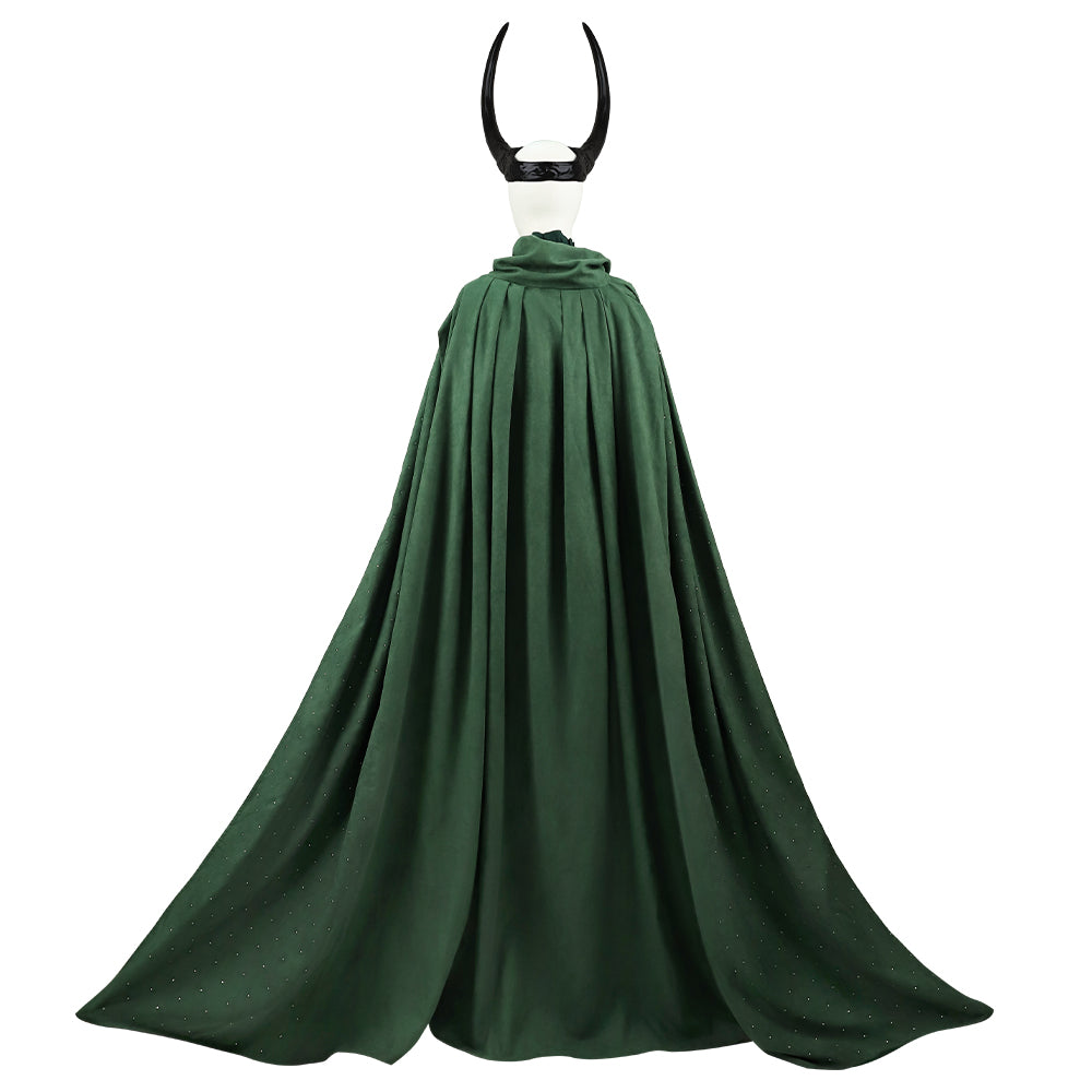 Men's Deluxe Loki Cosplay Costume - Marvel Battle Uniform with Green Cape Cloak by Halloweez
