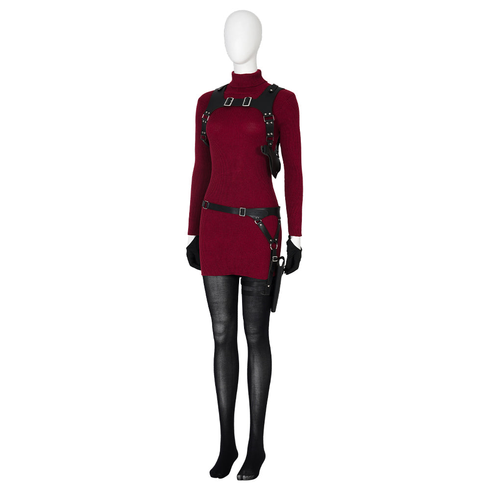 Halloweez Ada Wong Cosplay Costume - Elegant Red Dress from Resident Evil 2 for Women