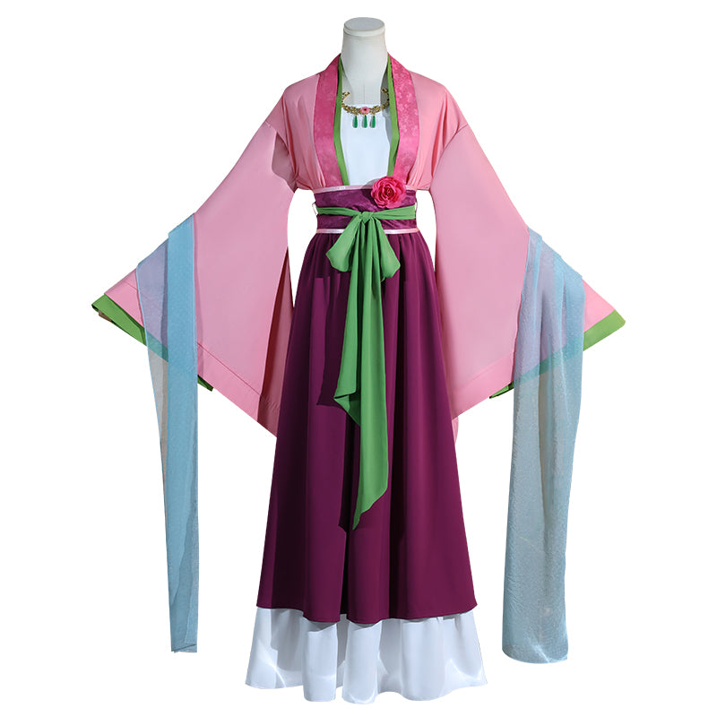 Lazy Cat Pharmacy Girl's Whisper Cosplay Costume - Ancient Chinese Hanfu Anime Outfit with Wig - Halloweez