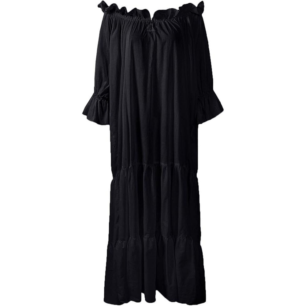 Medieval Pirate Fairy Renaissance Peasant Costume Ruffled Loose Dress