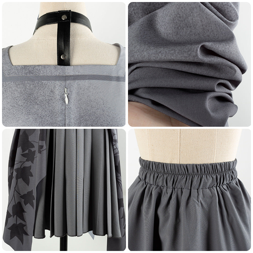 Project Sekai Asahina Mafuyu Cosplay Costume Grey Gradient Dress - Halloweez