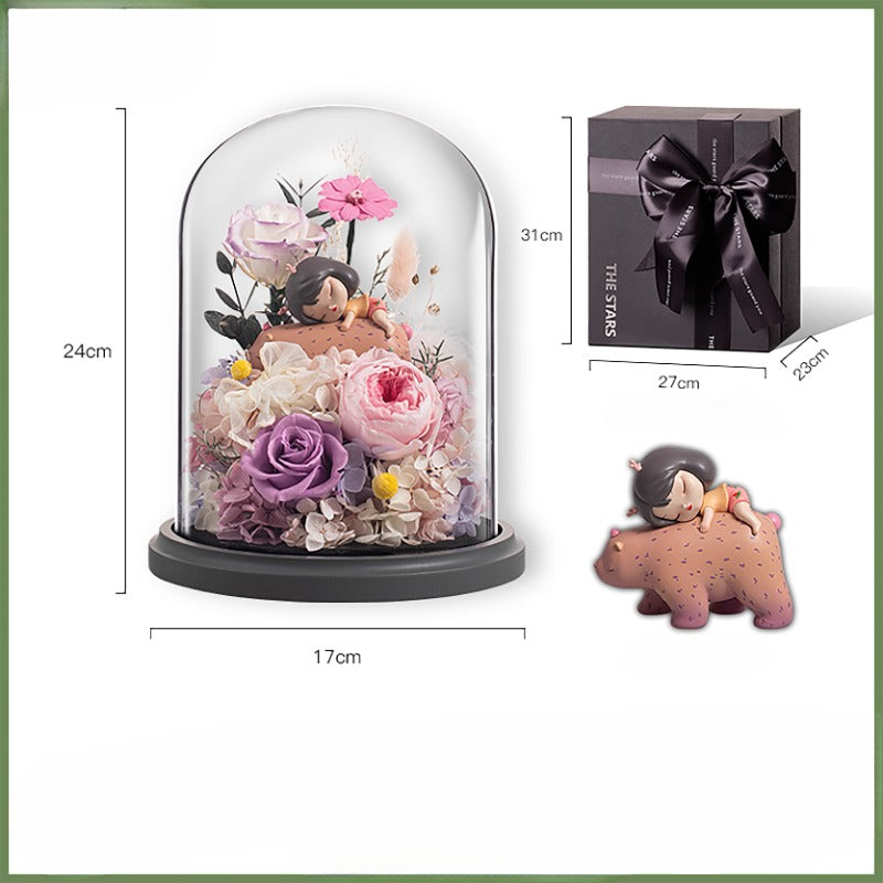 Coffret cadeau de roses éternelles conte de fées Halloween White Night - Cadeau de Noël parfait pour petite amie, mariée ou anniversaire