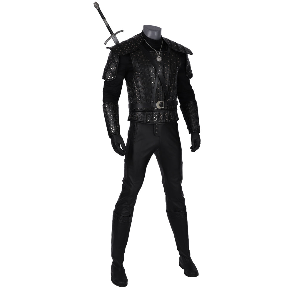 The Witcher 3: Wild Hunt Geralt of Rivia Cosplay Full Set, White Wolf Witcher Hunter Complete Costume for Game Cosplay - Halloweez