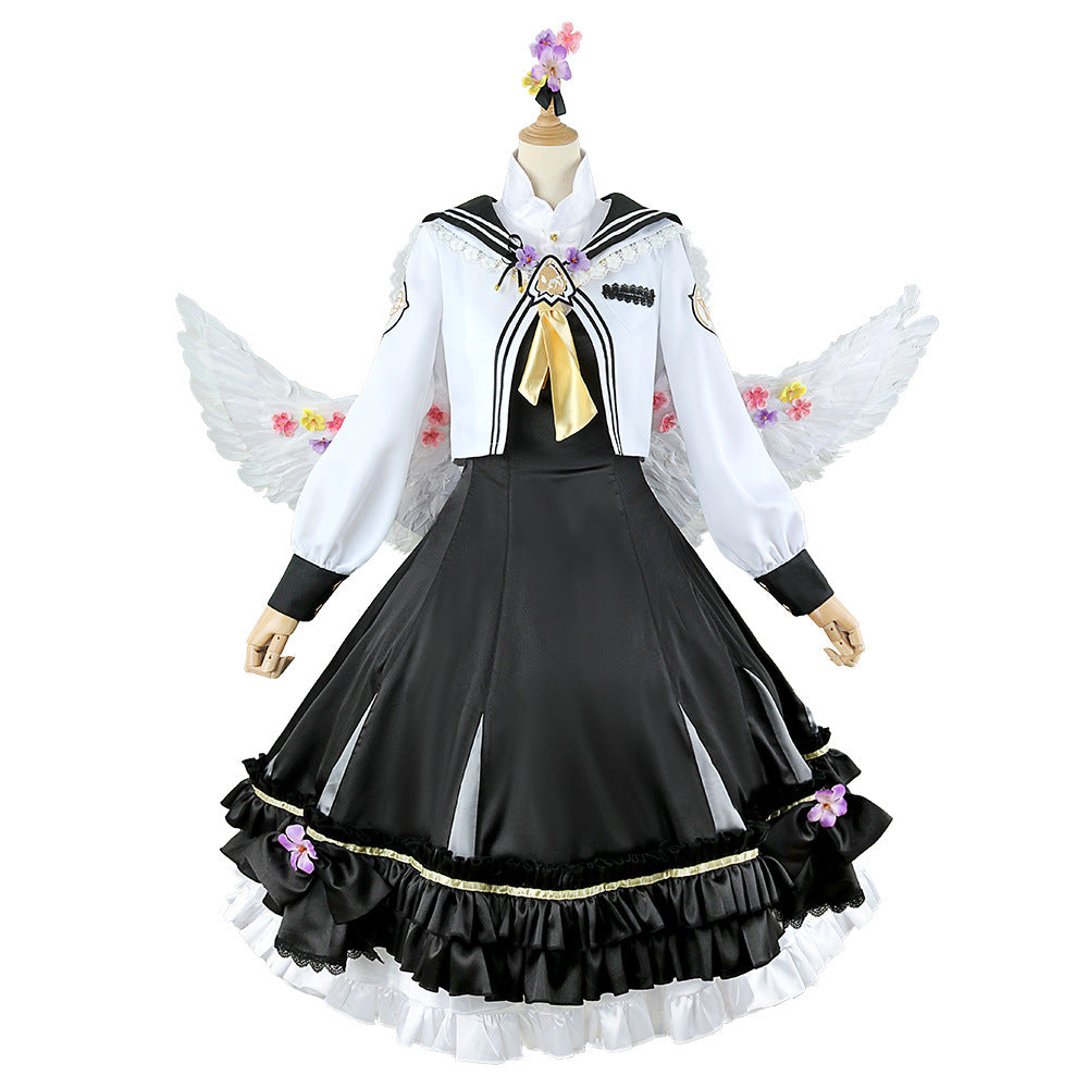 Blue Archive Ako Anime Cosplay Schoolgirl Black High Waist Slimming Youthful Dress - Halloweez
