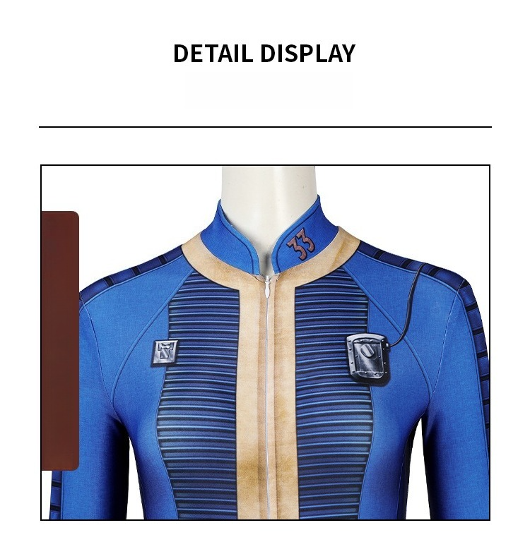 Male Vault Jumpsuit Cosplay from Fallout TV Series, Slim Fit Stretch Bodysuit for Cosplay - Halloweez