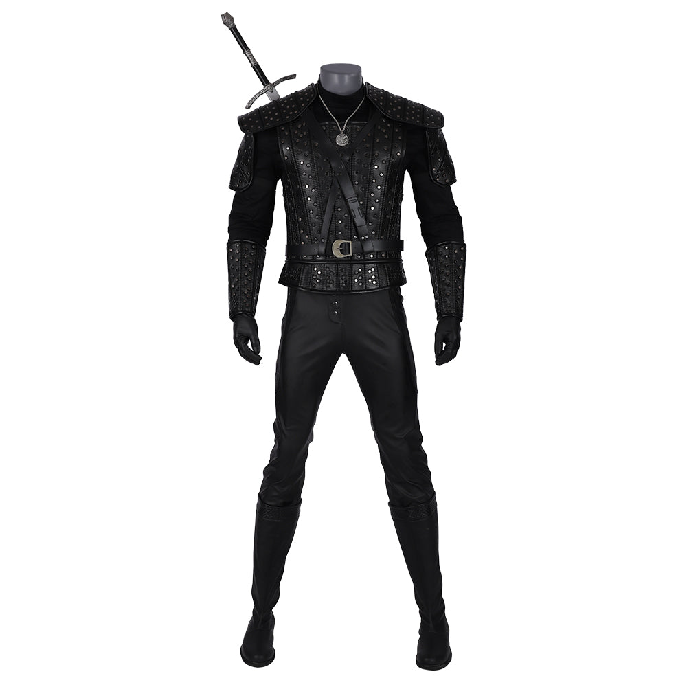 The Witcher 3: Wild Hunt Geralt of Rivia Cosplay Full Set, White Wolf Witcher Hunter Complete Costume for Game Cosplay - Halloweez