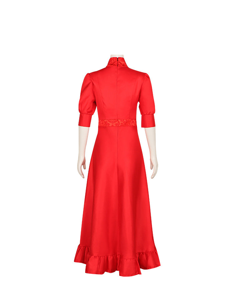Pearl Cosplay Costume Red Dress from Horror Movie X Prequel for Women - Halloweez
