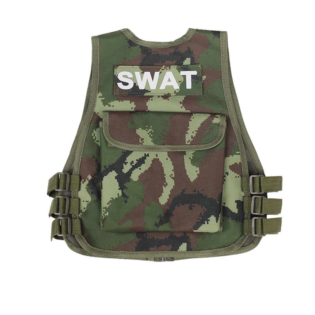 Halloweez Kids Airsoft Vest, Camouflage Tactical Vest, Sniper Cosplay Costume, CS War Game Waistcoat